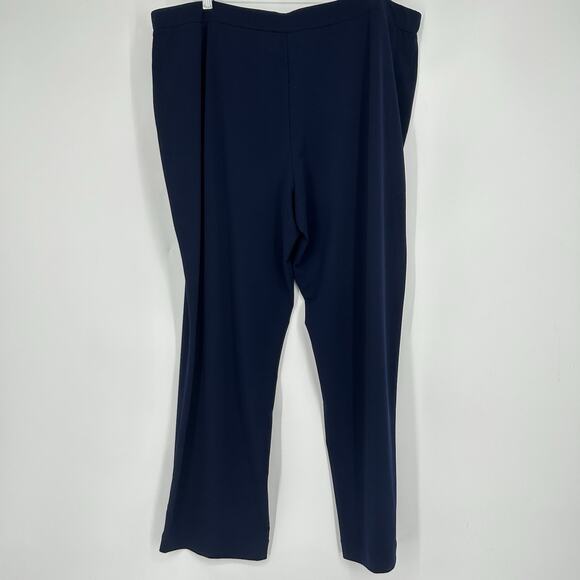 Susan Graver Liquid Knit Straight Leg Pants Navy Blue Pull On Size XL Petite - Picture 6 of 10